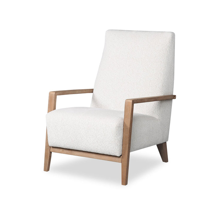 Adley 28\" Alabaster White Chenille Fabric Accent Chair with Wood Armrests and Legs