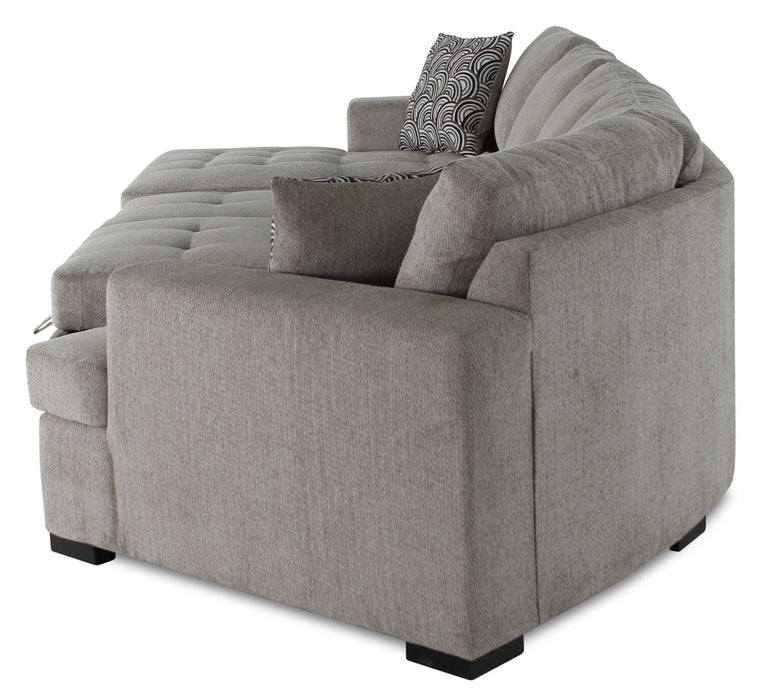 Legend 3-Piece Right-Facing Chenille Cuddler Sleeper Sectional with Chaise - Platinum 
