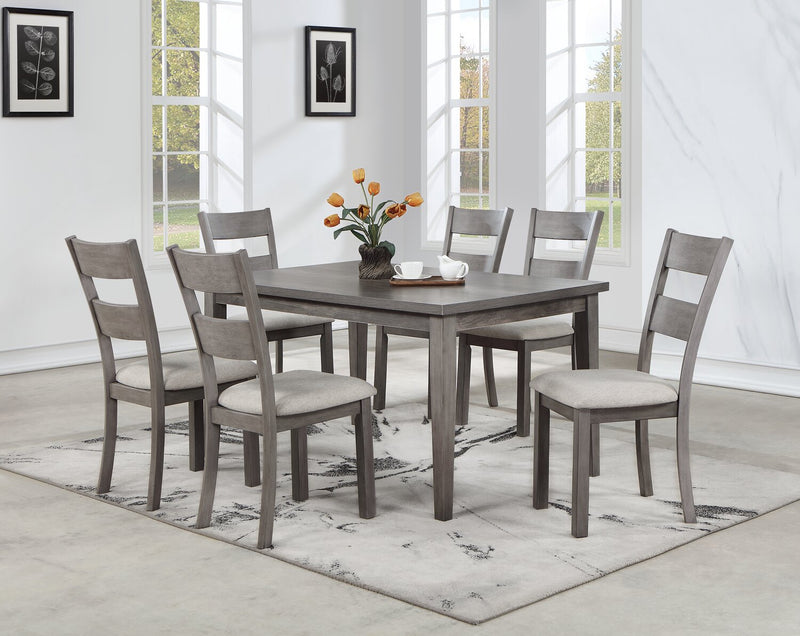 Krew 7pc Dining Set with Table & 6 Chairs, Melamine, 60\"W - Grey 