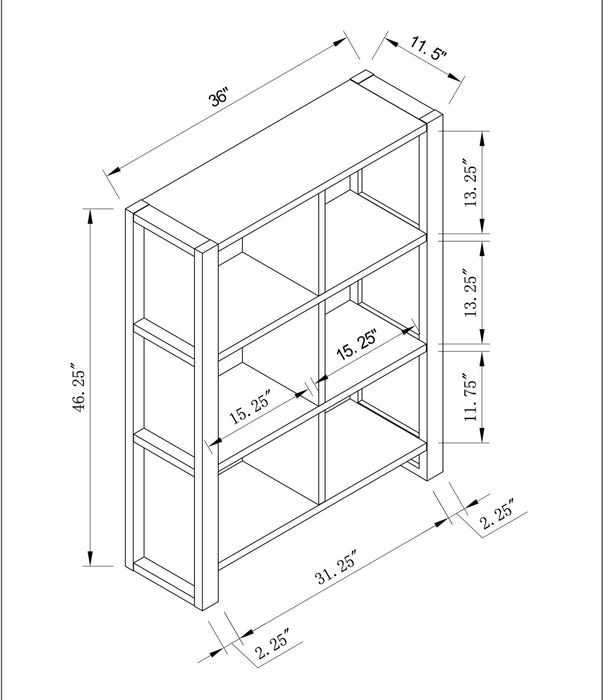 Oscar Owen 6-Shelf Bookcase - Grey