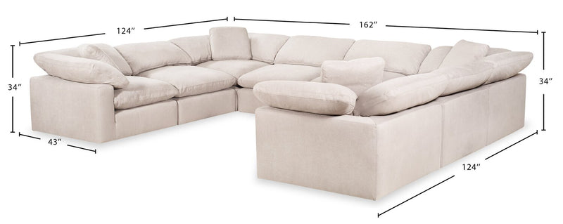 Eclipse 8-Piece Linen-Look Fabric Modular Sectional - Linen