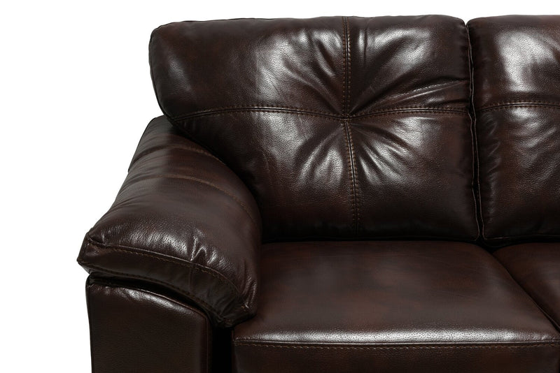 Made in Canada Addison 2-Piece Right-Facing Leather-Look Fabric Sectional with Removable Seat Cushions - Brown 
