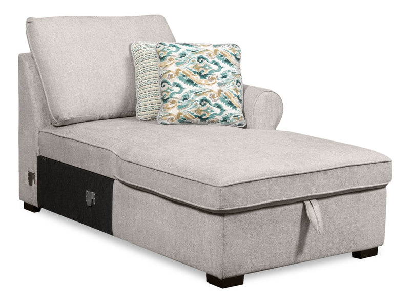 Scott Living Haven 3-Piece Left-Facing Chenille Fabric Cuddler Sleeper Sectional with Storage Chaise - Grey