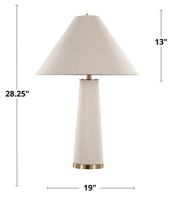 Rachel 28\" Contemporary Table Lamp with Linen Shade – Brass