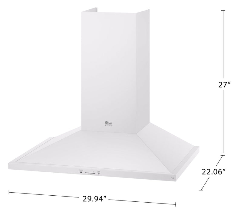 LG Studio 30\" 600 CFM Smart Chimney Range Hood - Essence White - LSHD3080N