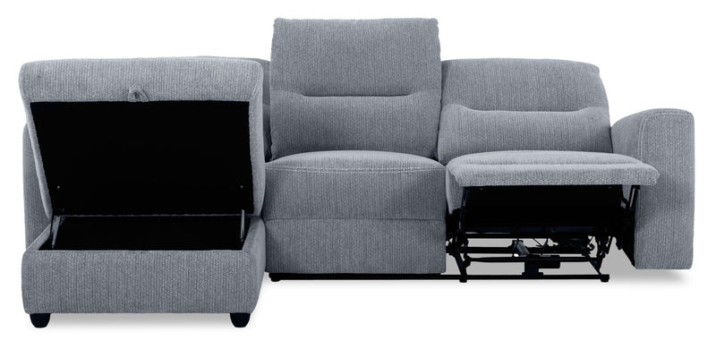 Meadow 2-Piece Left-Facing Charcoal Grey Chenille Fabric Power Reclining Sectional with Storage Chaise