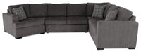 Made in Canada Legend 4-Piece Left-Facing Chenille Fabric Cuddler Sleeper Sectional with Chaise - Pewter Brown 