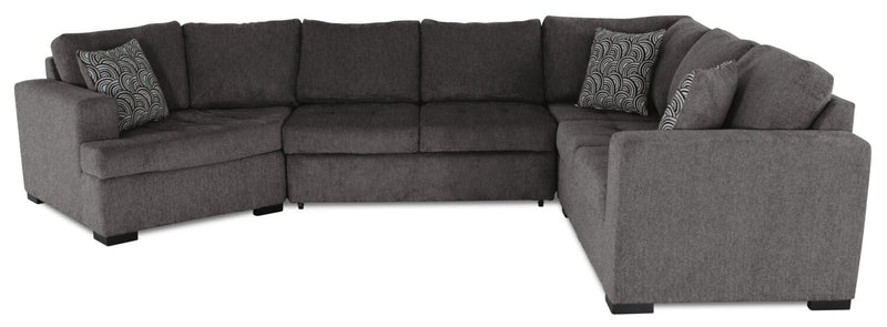 Legend 4-Piece Left-Facing Chenille Cuddler Sleeper Sectional - Pewter
