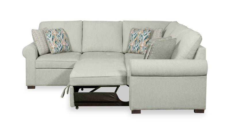 Scott Living Haven 3-Piece Right-Facing Seafoam Blue Chenille Fabric Sleeper Sectional