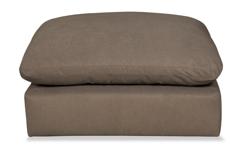 Eclipse Modular 43\" Linen-Look Fabric Ottoman with Feather Down Cushion - Slate Brown 