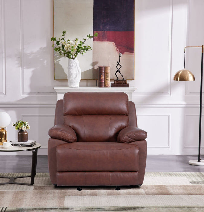 Sorrento 42\" Madrid Brick Brown Genuine Leather Power Reclining Chair with USB Port