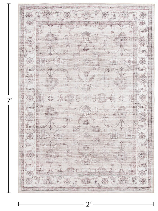 Aylin Ivory Washable Area Rug - 5’ x 7’