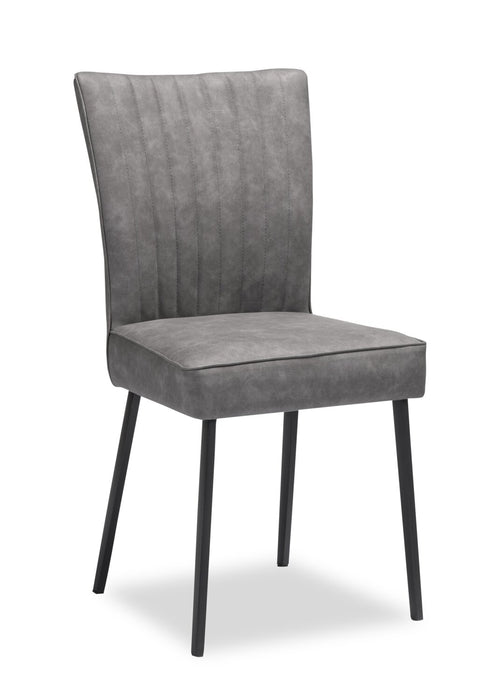 Ezra 5pc Dining Package with 63-79\"W Extension Table & 4 Chairs - Faux White Marble & Grey