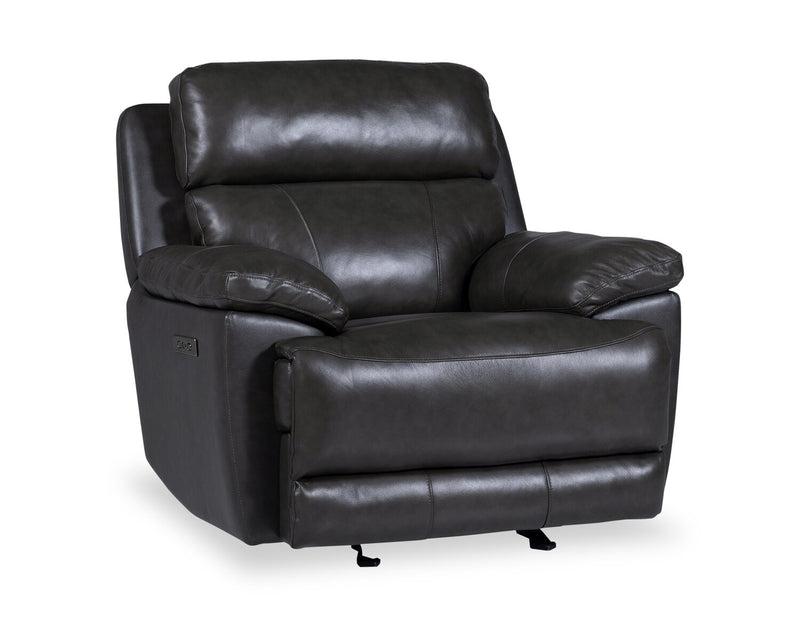 Sorrento 42\" Black Genuine Leather Power Reclining Chair with USB Port