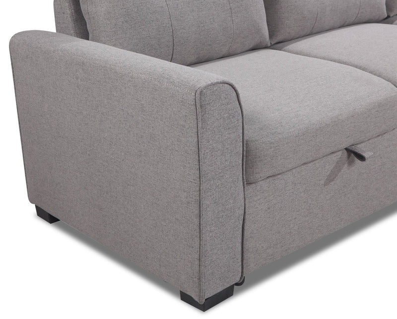 Carter 2-Piece Right-Facing Linen-Look Fabric Sleeper Sectional with Storage Chaise - Solis Grey 