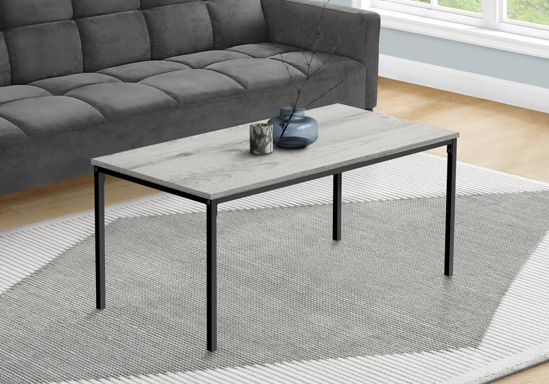 Ariella 40\" Modern Coffee Table - Grey Top with Black Metal Legs