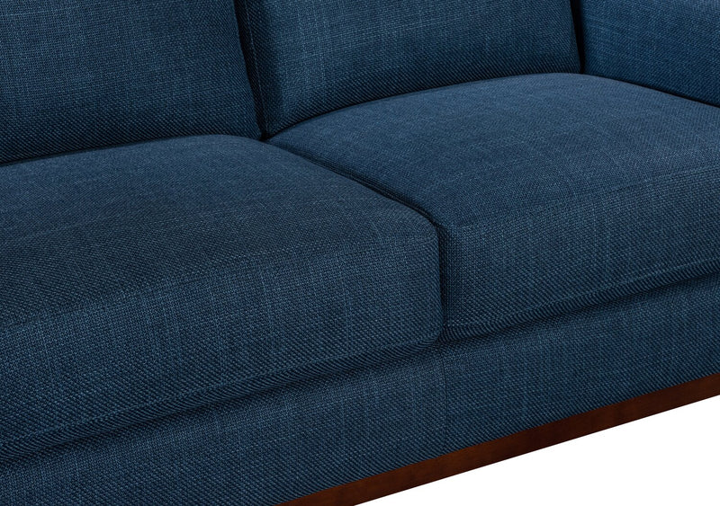 River 63.3\" Linen-Look Fabric Loveseat with Wood Base and Legs - Blue