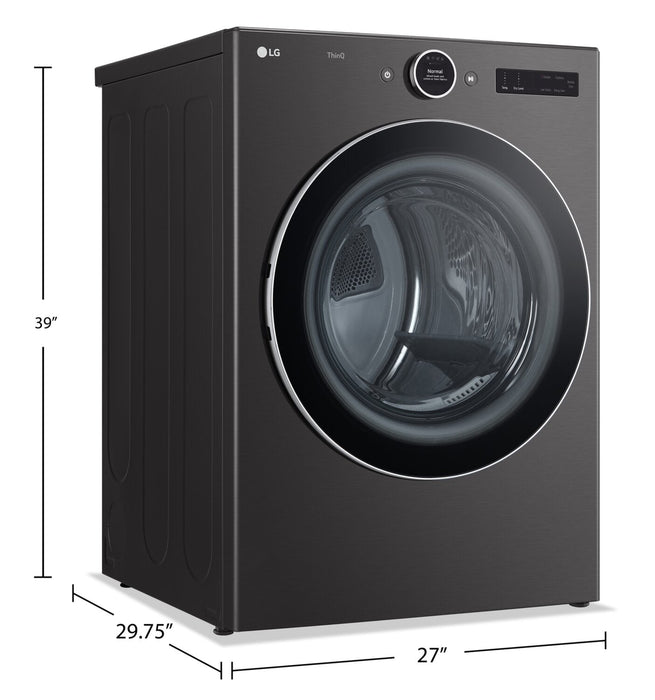 LG 7.4 Cu. Ft. Smart Electric Dryer with Steam - Black Steel - Stackable - DLEX6700B 