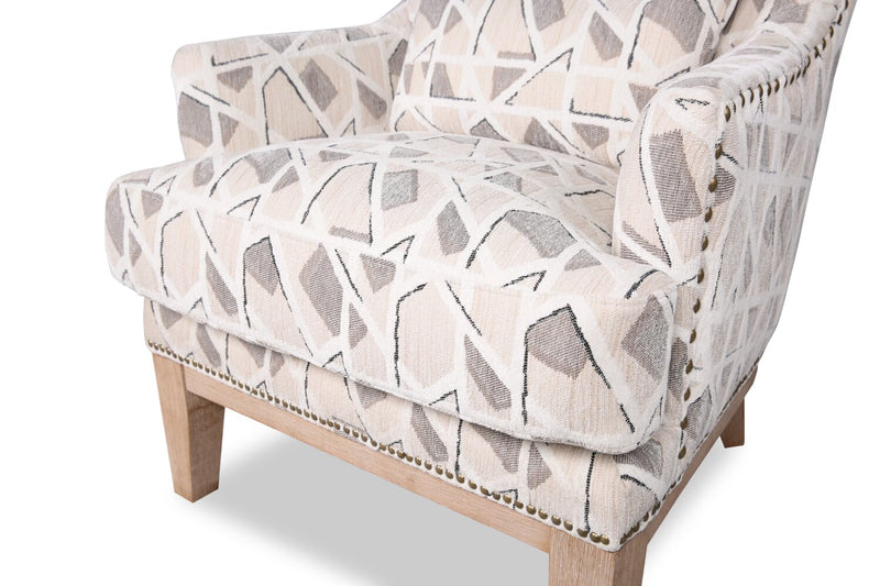 Haden 30\" Chenille Fabric Accent Chair with Wood Base and Nailhead Trim - Angelou Linen Multicolour