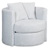 Made in Canada Petite 36\" Chenille Fabric Swivel Cuddler Accent Chair - Teddy Star Grey 