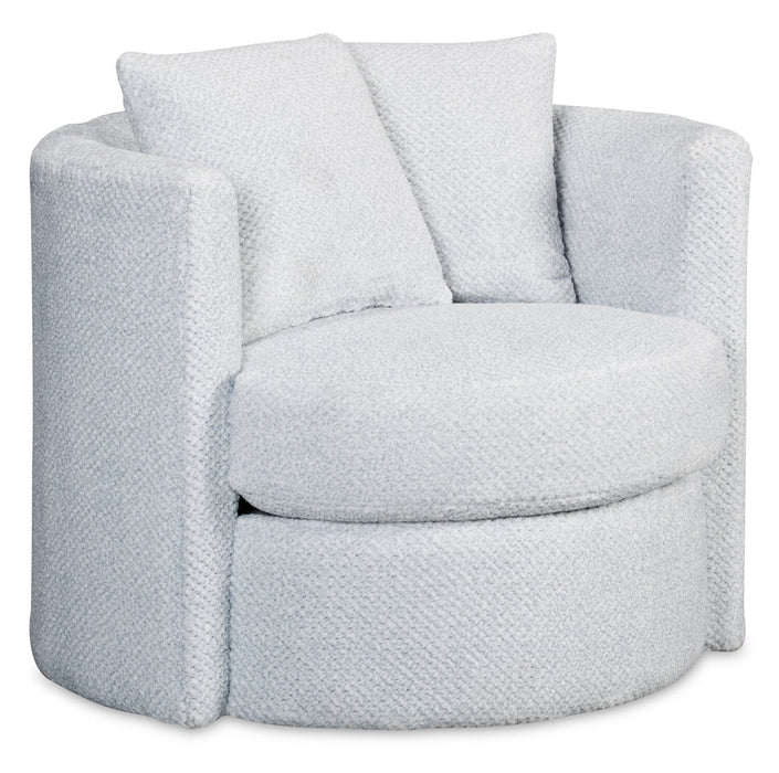 Made in Canada Petite 36\" Chenille Fabric Swivel Cuddler Accent Chair - Teddy Star Grey 