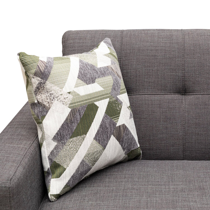 Kort & Co. Freeman 80” Charcoal Grey Linen-Look Fabric Condo Size Sofa with Wood Base and Legs