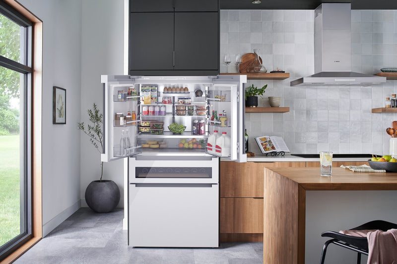 Bosch 36\" 20.5 Cu. Ft. 800 Series Smart Counter-Depth French-Door Refrigerator - B36CL81ENW 
