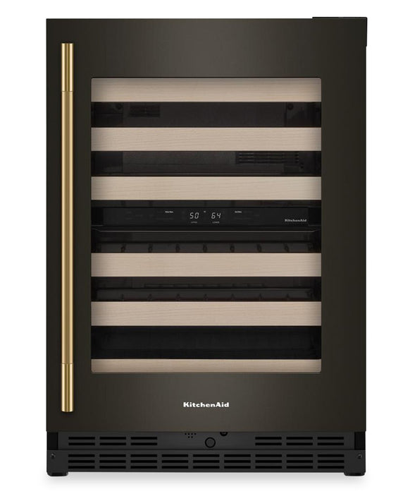 Kitchenaid® 24\" Undercounter Wine Cellar with Full-Extension Wood-Front Racks - KUWR524SBE