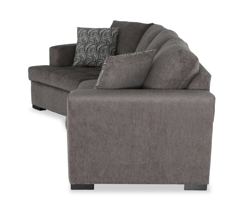 Made in Canada Legend 2-Piece Left-Facing Chenille Fabric Cuddler Sleeper Sectional - Pewter Brown