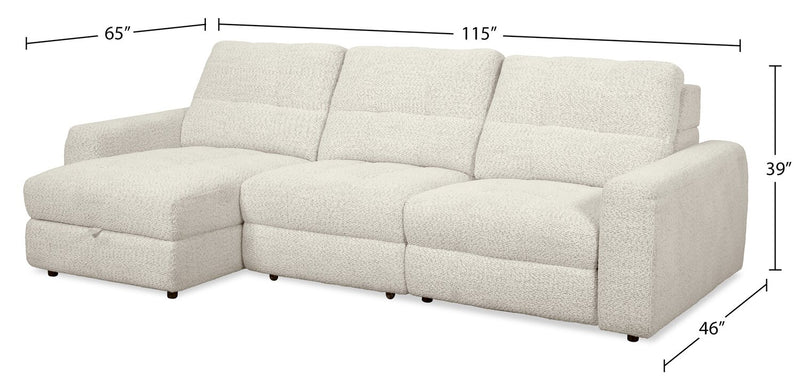Scott Living Elevate Modular 3-Piece Left-Facing Chenille Fabric Power Sliding Sectional – Beige