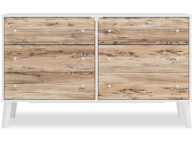 Wolf Bedroom 6-Drawer Dresser, 59\"W x 33.9\"H, Modern Mid-Century - Two-tone White & Natural 