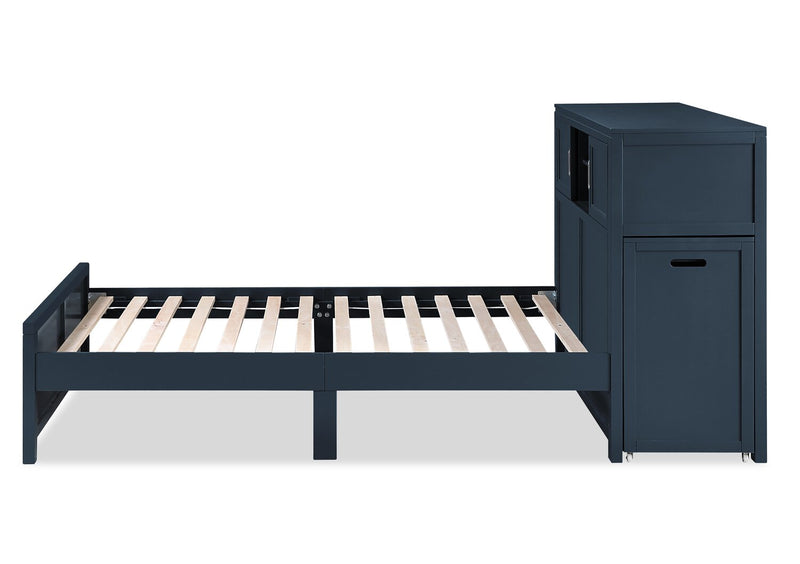 Quinn Full Bookcase Bed with Desk - Blue