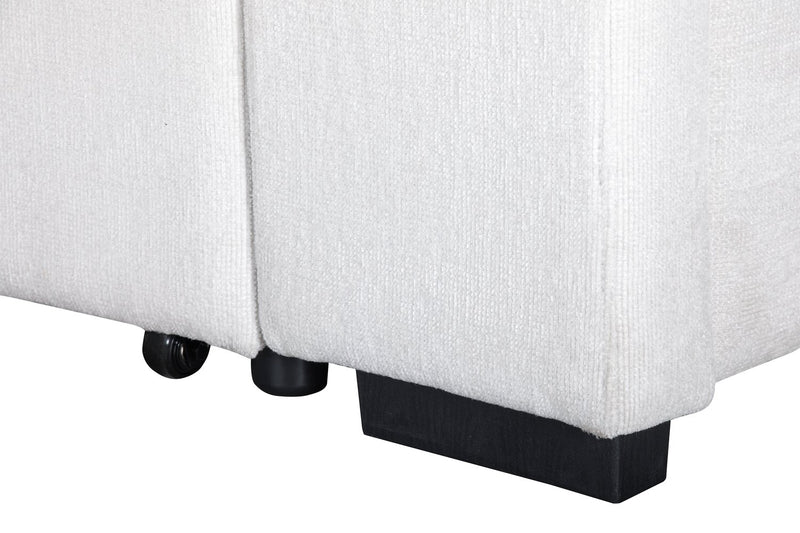 Primo Coast 3-Piece Left-Facing Ivory White Fabric Sleeper Sectional with Storage Chaise and Storage Armrest