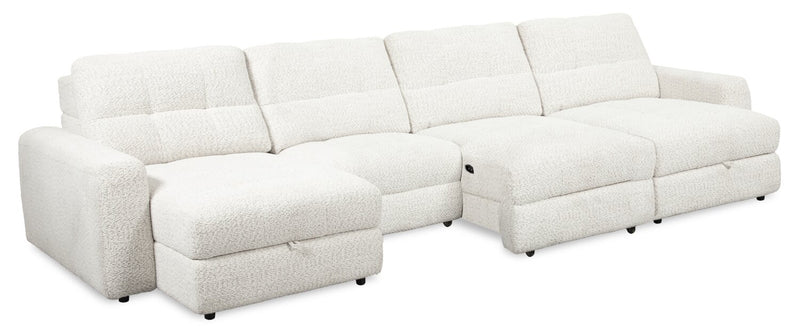 Scott Living Elevate Modular 4-Piece Beige Chenille Fabric Sectional with Power Sliding Chairs