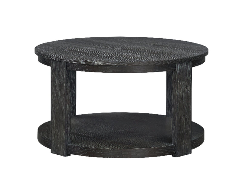 Declan 31.5\" Modern Round Coffee Table with Shelf - Black