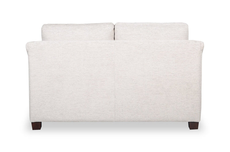 Mallie 60\" Shell White Chenille Fabric Loveseat with Rolled Arms and Wood Legs 
