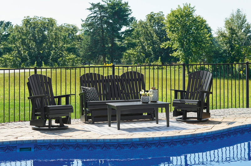 Lake Outdoor Patio Glider Loveseat - High Density Plastic, Weather Resistant – Black