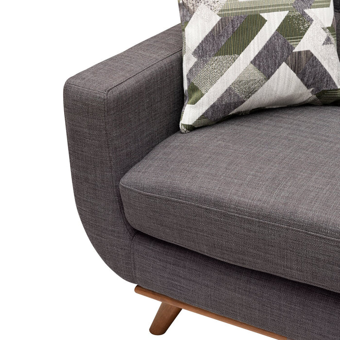 Kort & Co. Freeman 80” Charcoal Grey Linen-Look Fabric Condo Size Sofa with Wood Base and Legs