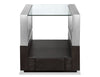 Perrin 24\" Modern Glass Top End Table with Storage and Shelf - Graphite