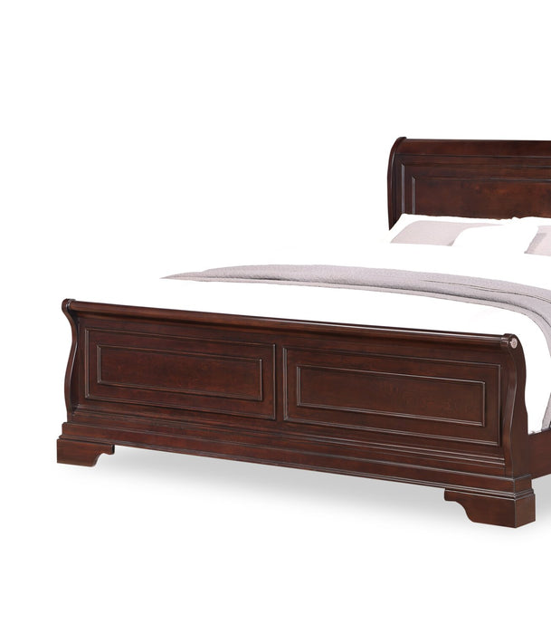 Marco Panel Bed with Headboard & Frame, Cherry Brown - King Size 