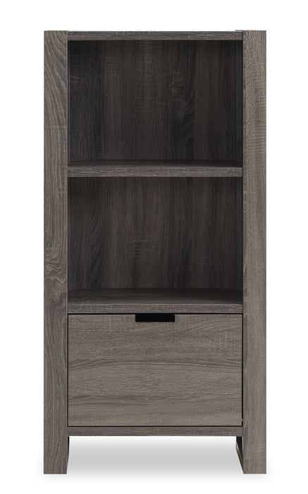 Oscar Owen 2-Shelf Bookcase with File Drawer - Grey