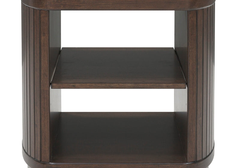 Vernon 25” Modern Solid Wood End Table with 2 Shelves - Dark Brown