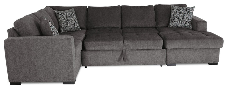 Legend 4-Piece Right-Facing Chenille Sleeper Sectional - Pewter 