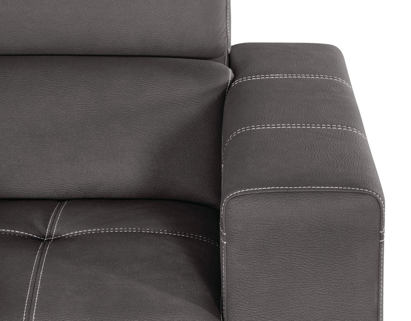 Drake 41.5\" Faux Suede Fabric Chair with Pull-Out Ottoman and Flip-Up Headrest - Cement Grey 