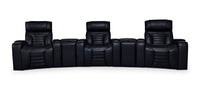 Zen 5-Piece Leather-Look Fabric Home Theatre Power Reclining Sectional with Massage - Black