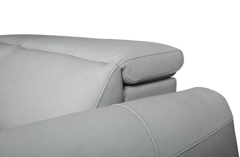 Gianna 76\" Spa Blue Genuine Leather Power Reclining Sofa with Power Headrests and USB Port