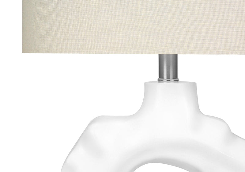27\" Cream Resin Rippled Sculptural Table Lamp