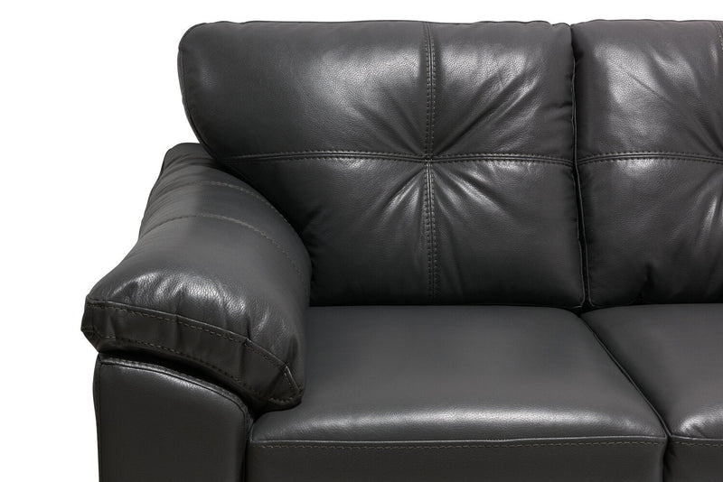 Made in Canada Addison 86\" Leather-Look Fabric Sofa with Tufted Back Cushion - Grey 