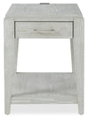 Vida 19” Solid Wood Chairside Table with Storage, Shelf, Lighting and USB - Sand