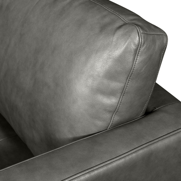 Edge 2-Piece Right-Facing Genuine Leather Sectional with Wood Legs and Removable Back Cushions - Grey